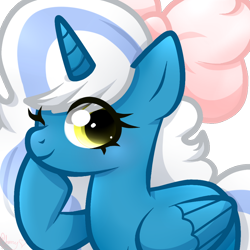 Size: 894x894 | Tagged: safe, artist:cherryessence, oc, oc:fleurbelle, alicorn, adorabelle, alicorn oc, bow, cute, female, hair bow, horn, mare, simple background, smiling, smiling at you, transparent background, wingding eyes, wings, winking at you, yellow eyes
