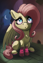 Size: 1619x2368 | Tagged: safe, artist:nookprint, fluttershy, pegasus, pony, g4, chest fluff, clothes, cute, female, shyabetes, socks, solo
