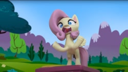 Size: 1675x939 | Tagged: safe, screencap, fluttershy, pegasus, pony, g4.5, my little pony: stop motion short, volleyball game between rainbow dash and applejack, blowing whistle, faic, rainbow dashs coaching whistle, referee, referee fluttershy, stop motion, that pony sure does love whistles, whistle