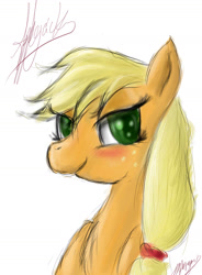 Size: 1146x1558 | Tagged: safe, artist:peperoger, applejack, earth pony, pony, g4, bust, female, mare, portrait, simple background, solo, white background