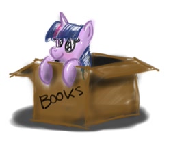 Size: 615x515 | Tagged: safe, artist:peperoger, twilight sparkle, pony, g4, box, cute, female, mare, pony in a box, simple background, smiling, solo, white background