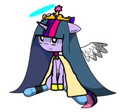 Size: 1000x900 | Tagged: safe, twilight sparkle, alicorn, angel, angel pony, pony, g4, anarchy stocking, angelic wings, big crown thingy, bow, clothes, crown, dress, element of magic, female, floppy ears, glass slipper (footwear), hair bow, halo, jewelry, looking at you, necklace, panty and stocking with garterbelt, princess angel twilight sparkle, regalia, shoes, simple background, sitting, socks, solo, stockinglight, striped socks, style emulation, transparent background, wings