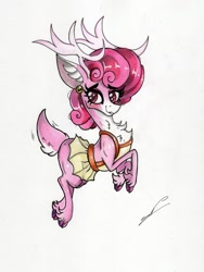 Size: 1280x1703 | Tagged: safe, artist:luxiwind, bori the reindeer, deer, reindeer, g4, my little pony best gift ever, clothes, cute, fanart, female, solo, traditional art