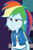 Size: 632x958 | Tagged: safe, screencap, rainbow dash, dashing through the mall, equestria girls, equestria girls specials, g4, my little pony equestria girls: better together, my little pony equestria girls: holidays unwrapped, canterlot mall, clothes, cloud, cropped, cute, dashabetes, female, geode of super speed, hoodie, jacket, jewelry, lidded eyes, magical geodes, necklace, pockets, rainbow, shirt, short sleeves, store, t-shirt, thunderbolt, unamused