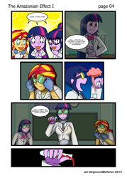 Size: 1000x1396 | Tagged: safe, artist:advanceddefense, artist:bluecarnationstudios, sci-twi, sunset shimmer, twilight sparkle, mouse, comic:the amazonian effect, equestria girls, g4, comic, goggles, science, test tube, this will end in science, twolight