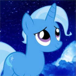 Size: 531x533 | Tagged: artist needed, safe, trixie, g4, alternate hairstyle, blue background, cutie mark, night, simple background, vector
