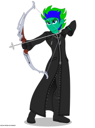 Size: 1600x2159 | Tagged: safe, artist:gamerpen, oc, oc only, oc:gale twister, equestria girls, g4, bow (weapon), disney, kingdom hearts, organization xiii, simple background, solo, transparent background