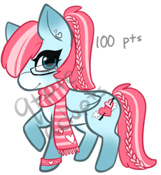 Size: 551x600 | Tagged: safe, artist:qtpie-adopts, oc, oc only, pegasus, pony, base used, braid, braided tail, clothes, glasses, heart, pegasus oc, scarf, solo, wings