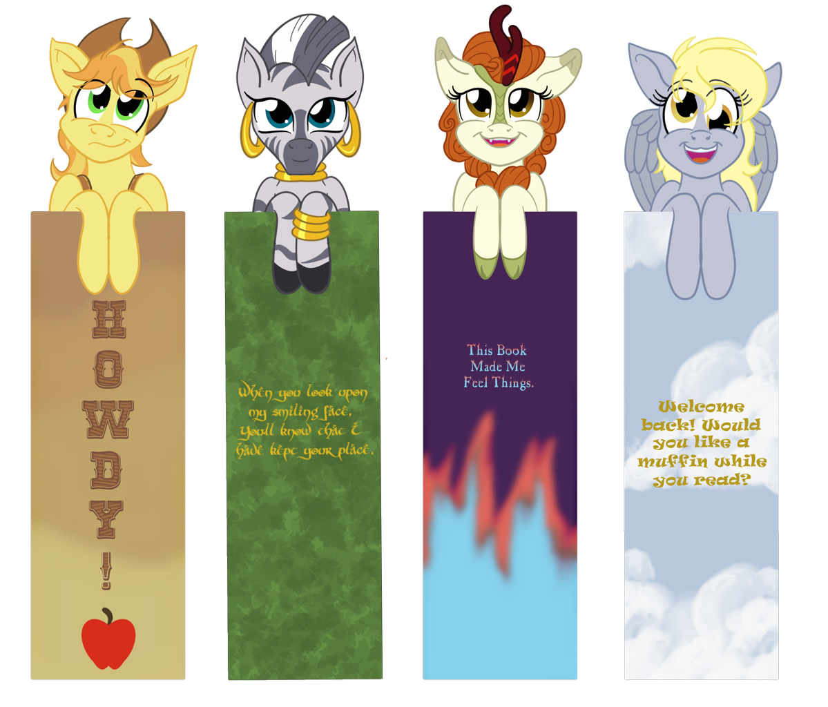 Derpy Bookmark Color #2353767 - safe, artist:sixes&sevens, autumn blaze, braeburn, derpy ...