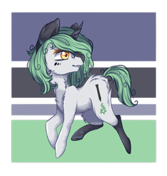 Size: 2390x2510 | Tagged: safe, artist:inlaru, oc, oc only, oc:mint pencil, oc:mint pencile, pony, unicorn, chibi, digital art, female, happy, high res, horn, mare, present, simple, simple background, solo