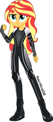 Size: 3150x7195 | Tagged: safe, artist:sacrifice02, sunset shimmer, equestria girls, g4, crossover, female, fight, hunger games, simple background, solo, transparent background