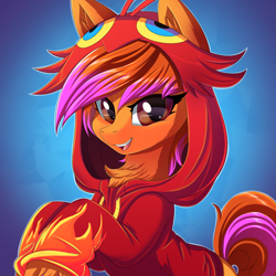 Size: 3000x3000 | Tagged: safe, artist:ask-colorsound, oc, oc only, oc:clarity heart, blaziken, earth pony, pony, clothes, disguise, disguised changeling, fluffy, high res, hoodie, icon, multicolored mane, pokémon, solo