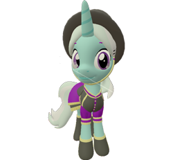 Size: 778x720 | Tagged: safe, artist:topsangtheman, cornetta, pony, unicorn, g4, 3d, aside glance, clothes, female, hat, looking at you, simple background, solo, source filmmaker, transparent background, uniform
