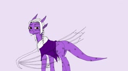 Size: 2533x1400 | Tagged: safe, artist:victoriathedragoness, oc, oc only, oc:victoria, dragon, butt, clothes, coat, dragoness, female, looking back, over the shoulder, plot, red eyes, solo, transparent wings, white hair, wings