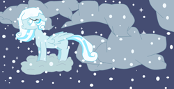 Size: 2424x1240 | Tagged: safe, artist:ravenlilly2004, oc, oc only, oc:snowdrop, pegasus, pony, snowdrop (animation), cloud, solo