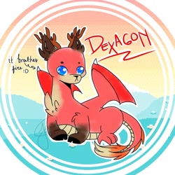Size: 512x512 | Tagged: artist needed, safe, oc, oc only, oc:dexagon, deer, dragon, hybrid, pegasus, pony, blue eyes, chest fluff, cute, hooves, solo, tail, weapons-grade cute, wings