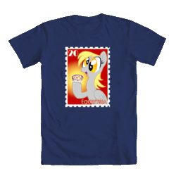 Size: 1000x1000 | Tagged: safe, artist:kabukihomewood, derpy hooves, pegasus, pony, g4, clothes, female, food, gif, hoof hold, mare, muffin, non-animated gif, open mouth, shirt, simple background, smiling, solo, stamp, t shirt design, t-shirt, that pony sure does love muffins, transparent background