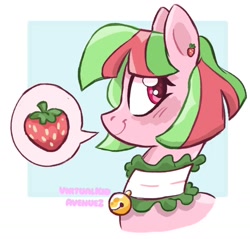 Size: 1280x1224 | Tagged: safe, artist:virtualkidavenue, oc, oc only, pony, bust, food, solo, strawberry
