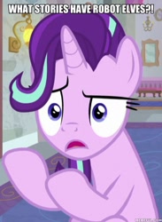 Size: 600x821 | Tagged: safe, edit, edited screencap, screencap, starlight glimmer, pony, a horse shoe-in, g4, caption, cropped, female, image macro, invader zim, memeful.com, solo, text