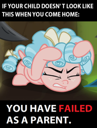 Size: 634x838 | Tagged: safe, edit, edited screencap, screencap, cozy glow, lord tirek, queen chrysalis, frenemies (episode), g4, abuse, background pony strikes again, child abuse, cowering, cozy glow is not amused, cozybuse, cropped, downvote bait, eyes closed, female, implied abuse, insane troll logic, maddox, solo, unfortunate implications
