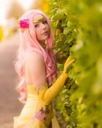 Size: 1080x1350 | Tagged: safe, artist:raspbearyart, artist:sweetmaracosplay, fluttershy, human, g4, clothes, cosplay, costume, evening gloves, gloves, irl, irl human, long gloves, looking at you, photo