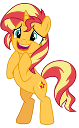 Size: 1024x1650 | Tagged: safe, artist:emeraldblast63, sunset shimmer, pony, unicorn, equestria girls, g4, bipedal, cute, female, open mouth, shimmerbetes, simple background, solo, transparent background, vector