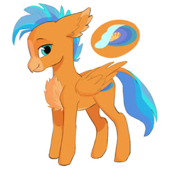 Size: 1104x1079 | Tagged: safe, artist:ashtodusk, oc, oc only, oc:riptide, hippogriff, hybrid, pegasus, chest fluff, cutie mark, ear fluff, female, interspecies offspring, male, offspring, parent:scootaloo, parent:terramar, parents:terraloo, simple background, smiling, solo, white background, wings
