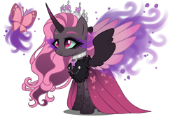 Size: 1900x1266 | Tagged: safe, artist:gihhbloonde, oc, oc only, alicorn, pony, base used, clothes, dress, female, mare, offspring, parent:fluttershy, parent:king sombra, parents:sombrashy, simple background, solo, transparent background