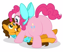 Size: 3975x3300 | Tagged: safe, artist:aleximusprime, cheese sandwich, pinkie pie, flurry heart's story, g4, balloonbutt, bow, butt, digital art, fat, female, hair bow, high res, male, plot, pudgy pie, ship:cheesepie, shipping, straight