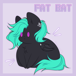 Size: 3000x3000 | Tagged: safe, artist:sweetowl, oc, oc only, oc:moonlight requiem, bat pony, pony, :<, belly, big belly, commission, fat, female, high res, mare, obese, simple background, solo, squishy, ych result