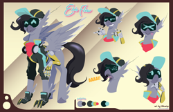 Size: 1224x792 | Tagged: safe, artist:willoillo, oc, oc only, oc:ebb flow, hippogriff, cyberpunk, hippogriff oc, nighthaze, reference sheet, sierra nevada, simple background, solo