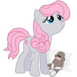 Size: 900x900 | Tagged: safe, artist:sunley, snuzzle, earth pony, pony, g1, g4, female, g1 to g4, generation leap, mare, pillow, simple background, sock monkey, transparent background
