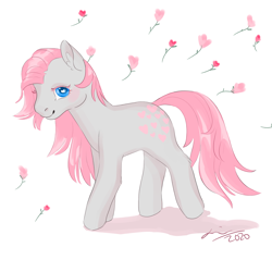 Size: 1280x1280 | Tagged: safe, artist:creeate97, snuzzle, earth pony, pony, g1, female, flower, heart eyes, looking at you, mare, simple background, solo, white background, wingding eyes