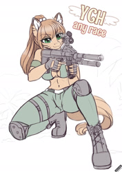 Size: 1472x2082 | Tagged: safe, artist:lifejoyart, anthro, army, commission, gun, rifle, soldier, weapon, your character here