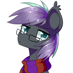 Size: 1000x1000 | Tagged: safe, artist:sees, oc, oc only, oc:grandpri, bat pony, pony, bat pony oc, bat wings, clothes, fangs, glasses, male, scarf, solo, wings