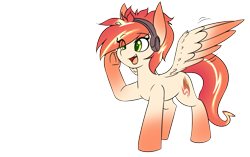 Size: 2031x1276 | Tagged: safe, artist:rice, oc, oc only, oc:tomyum, pegasus, pony, cute, female, headphones, mare, simple background, solo, thailand, transparent background
