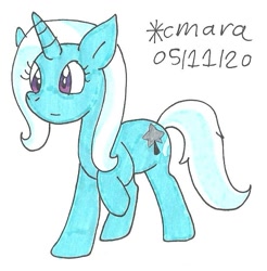 Size: 771x783 | Tagged: safe, artist:cmara, trixie, pony, unicorn, g4, colored, female, mare, simple background, sketch, solo, traditional art, white background