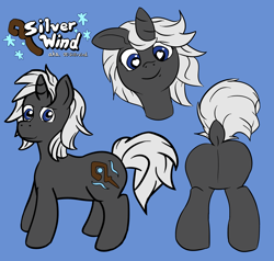 Size: 4293x4092 | Tagged: safe, alternate version, artist:silfrvind, oc, oc only, oc:silfrvind, pony, unicorn, bust, butt, colored, cutie mark, dock, flagged tail, flat colors, horn, looking at you, male, nudity, plot, presenting, rear view, reference sheet, side view, simple background, solo, stallion