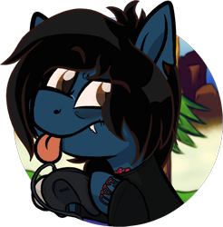 Size: 1890x1924 | Tagged: safe, artist:binkyt11, part of a set, earth pony, pony, undead, zombie, zombie pony, bags under eyes, bone, bring me the horizon, bust, clothes, colored pupils, colored sclera, commission, controller, fangs, frown, glasgow smile, hoof hold, long sleeves, looking at you, male, oliver sykes, ponified, sega genesis, sega mega drive, shirt, simple background, solo, sonic the hedgehog, sonic the hedgehog (series), stallion, tattoo, tongue out, torn ear, transparent background, tree