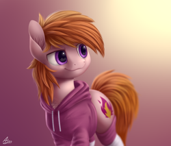 Size: 1200x1024 | Tagged: safe, artist:luminousdazzle, oc, oc only, oc:stuben, earth pony, pony, bottomless, chest fluff, clothes, ear fluff, hoodie, leg warmers, male, partial nudity, simple background, solo, striped leg warmers