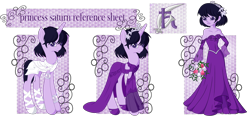 Size: 4200x1995 | Tagged: safe, artist:j053ph-d4n13l, pony, unicorn, equestria girls, g4, clothes, commission, crossover, dress, equestria girls-ified, female, flower, headband, hoof shoes, mare, ponified, reference sheet, rose, sailor moon (series), sailor saturn, simple background, solo, transparent background