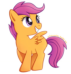 Size: 1230x1280 | Tagged: safe, artist:tsurime, scootaloo, pegasus, pony, g4, blank flank, cute, cutealoo, female, filly, simple background, smiling, solo, white background