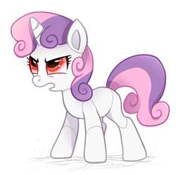 Size: 457x453 | Tagged: safe, artist:tsurime, sweetie belle, pony, robot, robot pony, unicorn, friendship is witchcraft, g4, angry, cute, diasweetes, female, open mouth, red eyes take warning, simple background, solo, sweetie bot, transparent background