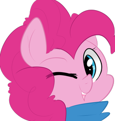 Size: 1280x1357 | Tagged: safe, artist:pegacornss, pinkie pie, earth pony, pony, g4, bust, clothes, cute, diapinkes, female, looking at you, one eye closed, open mouth, portrait, simple background, solo, transparent background, wink