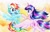 Size: 3520x2284 | Tagged: safe, artist:liaaqila, rainbow dash, twilight sparkle, alicorn, pegasus, pony, g4, duo, duo female, female, flying, high res, hoofbump, lesbian, mare, ship:twidash, shipping, traditional art, twilight sparkle (alicorn), watercolor painting