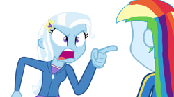 Size: 1276x716 | Tagged: safe, artist:diana173076, rainbow dash, trixie, equestria girls, g4, alternate universe, simple background, trixie yells at rainbow, white background