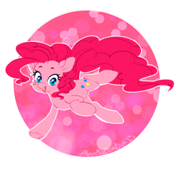 Size: 1500x1500 | Tagged: safe, artist:pheebadohdoh, artist:pheepupper, pinkie pie, earth pony, pony, g4, abstract background, circle background, cute, diapinkes, female, heart eyes, mare, open mouth, simple background, solo, transparent background, wingding eyes