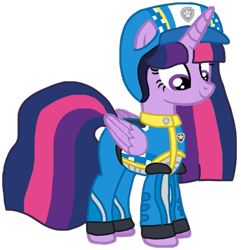 Size: 987x1022 | Tagged: safe, artist:徐詩珮, twilight sparkle, alicorn, pony, series:sprglitemplight diary, series:sprglitemplight life jacket days, series:springshadowdrops diary, series:springshadowdrops life jacket days, g4, alternate universe, base used, chase (paw patrol), clothes, cute, eyelashes, female, helmet, mare, paw patrol, paw prints, really race rescue, simple background, smiling, solo, transparent background, twilight sparkle (alicorn)