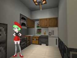 Size: 2048x1536 | Tagged: safe, artist:punzil504, artist:topsangtheman, drama letter, watermelody, equestria girls, g4, female, house, interior, kitchen, looking at you, minecraft, photoshopped into minecraft, solo