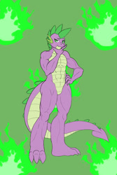 Size: 720x1080 | Tagged: safe, artist:lurking tyger, spike, dragon, anthro, g4, abs, barbie doll anatomy, digital art, featureless chest, featureless crotch, male, muscles, solo